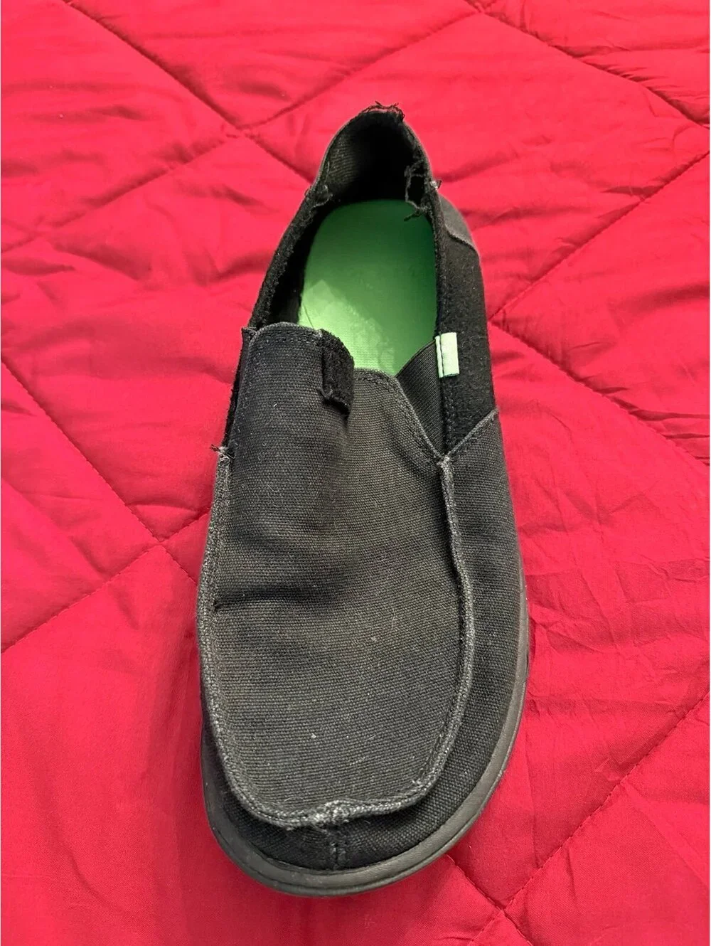 Sanuk Men’s Vagabond Sidewalk Surfers Black Canvas Slip-On Shoes Size 12